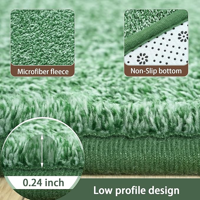 AROGAN Washable 4×6 Bedroom Rug, Modern Area Rugs with Soft Memory Foam for Living Room, Minimalist Non-Slip Indoor Floor Carpet for Dining Room Office Kids Playroom Decor, Green