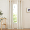 NICETOWN Linen Curtains for Windows 90 inch Long, Grommet Semi Sheer Vertical Drapes Privacy Added with Light Filtering for Bedroom/Living Room, Natural, W34 x L90, 2 Pieces