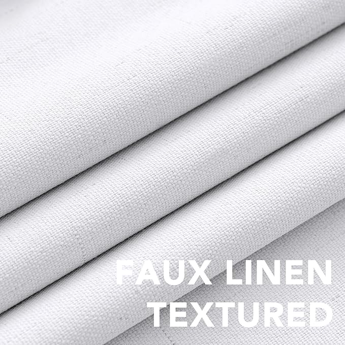 H.VERSAILTEX White Linen Blackout Curtains Durable Thick Textured Linen Look 100% Blackout Patio Door Curtain Anti Rust Grommet Extra Wide Sliding Door Curtain Panel, W100 x L96 inch- Bright White