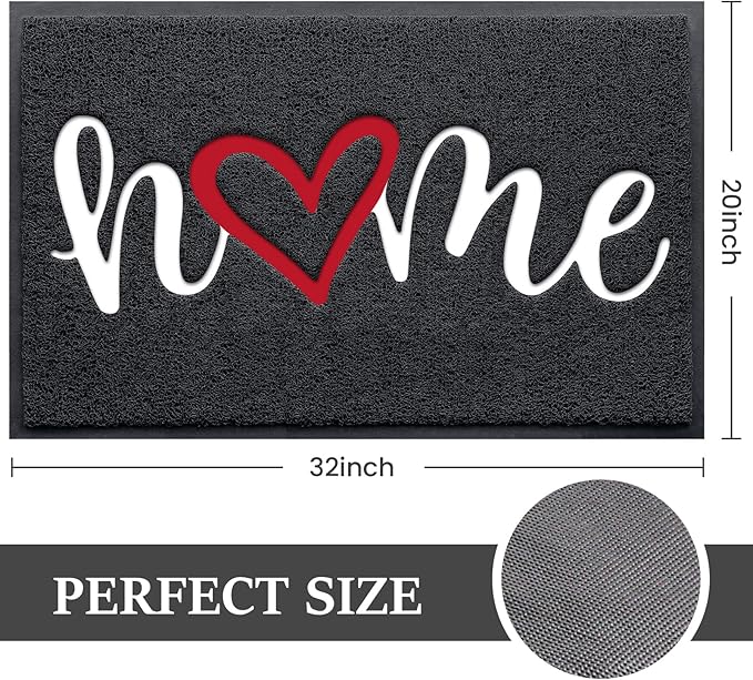 BeneathYourFeet Door Mat, Welcome Mat Low Profile Floor Mat Front Doormat Indoor and Outdoor Doormat Non Slip Rugs for Entryway, Patio, High Traffic Areas (32"x20", Black-Home)