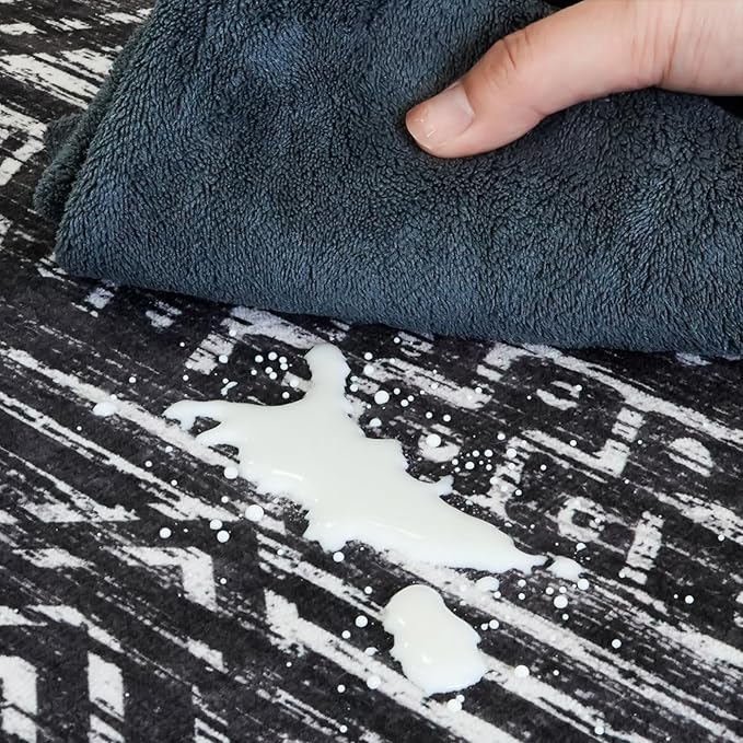 Moroccan Washable Hallway Runner Rug - 2'6"x12' Kitchen Rugs for Living Room Bedroom with Non Slip Floor Carpet Soft Low Pile Floor Mat Thin Hallway Runner Rug 2'6"x12' Black