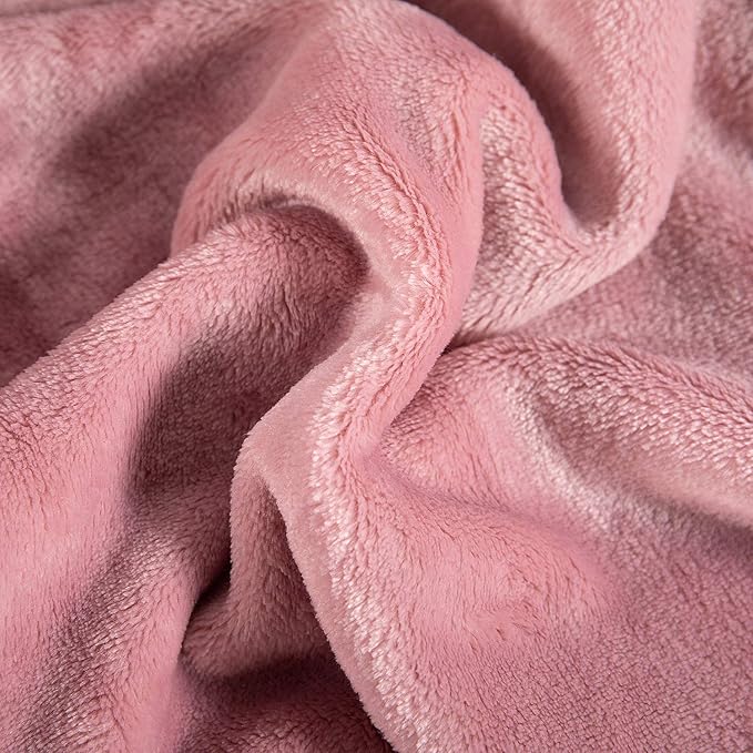 TASTHROW Large Flannel Fleece Throw Blanket, 60×80 Inch - Cozy Lightweight Thick Blanket - All Seasons Suitable for Women, Men and Kids (Pink)