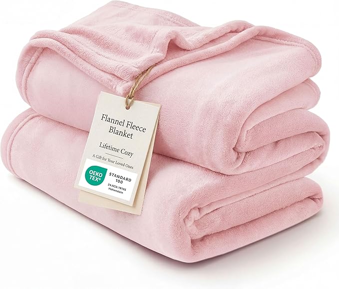 Bedsure Fleece Blanket Twin Blanket Pink - 300GSM Soft Lightweight Plush Cozy Twin XL Blankets for Bed, Sofa, Couch, Travel, Camping, 66 inch X 90 inch