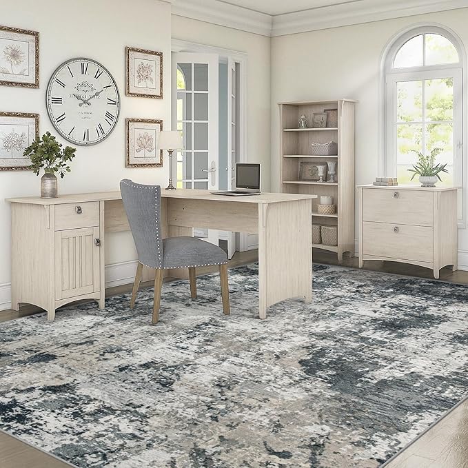 XLUEZ 5x7 Area Rugs for Living Room, Washable Modern Abstract Large Area Rug Neutral Soft Non Slip Kids Rug Stain Resistant Indoor Carpet for Bedroom Nursery Dining Room Playroom(GreyWhite, 5'x7')