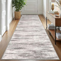 KOZYFLY 3x10 Ft Rug Modern Ombre Runner Rug for Hallway, Washable Kitchen Rugs Non-Slip Soft Striped Entryway Rug, Print Grey/Light Beige/Brown Abstract Carpet for Laundry Nursery