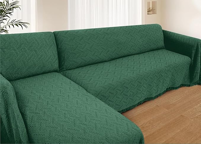 HOMERILLA Christmas Couch Covers,Sectional Couch Covers L Shaped Sofa Cover Blanket 2 Pieces L Shape Sofa Decoration Protector for Pets Dogs(Vintage Green, XX-Large)