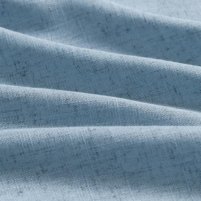 Blue Linen Blend Drapes 84 Inch Length 2 Panels Set Back Tab Rod Pocket Light Filtering Semi Sheer Textured Dusty Blue Vertical Curtains Boho Farmhouse Decor Curtains for Living Room Bedroom 40x84