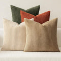 MIULEE Boho Farmhouse Throw Pillow Covers 18x18 Inch Set of 4 Rustic Modern Neutral Cushion Covers Soft Corduroy Nordic Home Decor for Couch Bed Sofa Living Room Rust-Olive Green