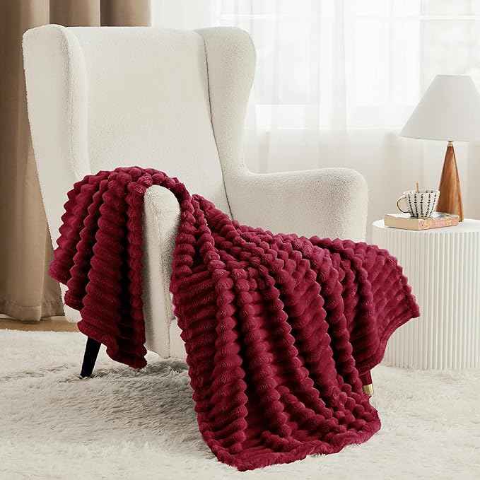 Bedsure GentleSoft Red Fleece Blanket for Couch - Cozy Soft Blankets for Women, Cute Small Throws for Girls, 50x70 Inches