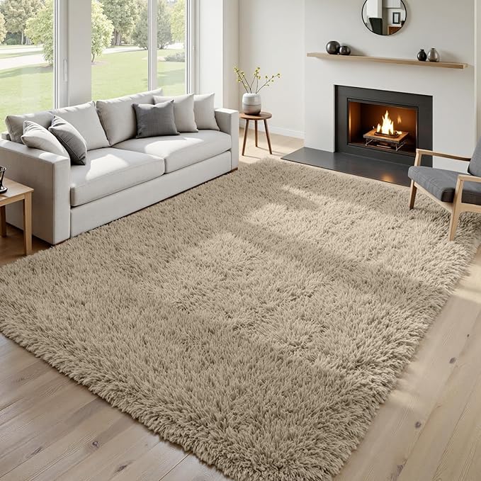 6x9 Area Rugs for Living Room Rug: Soft Fluffy Shag Gray Camel Rugs for Bedroom, Non-Slip Large Fuzzy Plush Rug Indoor Floor Carpet for Nursery Kids Boys Girls Room, Dorms, Playroom, Modern Home Decor