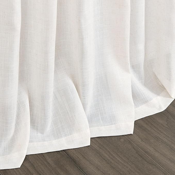 Ivory White Linen Curtains for Living Room 126 Inches Long Light Filtering Semi Sheer Curtain Back Tab Neutral Modern Farmhouse Decor Drapes Floor to Ceiling High Window for Bedroom 52x126, 2 Panels