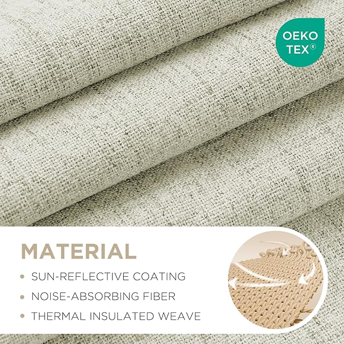 Joydeco Blackout Curtains for Bedroom - 100% Light Blocking 2 Panels Light Beige Drapes 42"W x 84"L, Thermal Insulated Room Darkening Curtains, Linen Textured for Living Room, Rod Pocket & Back Tabs
