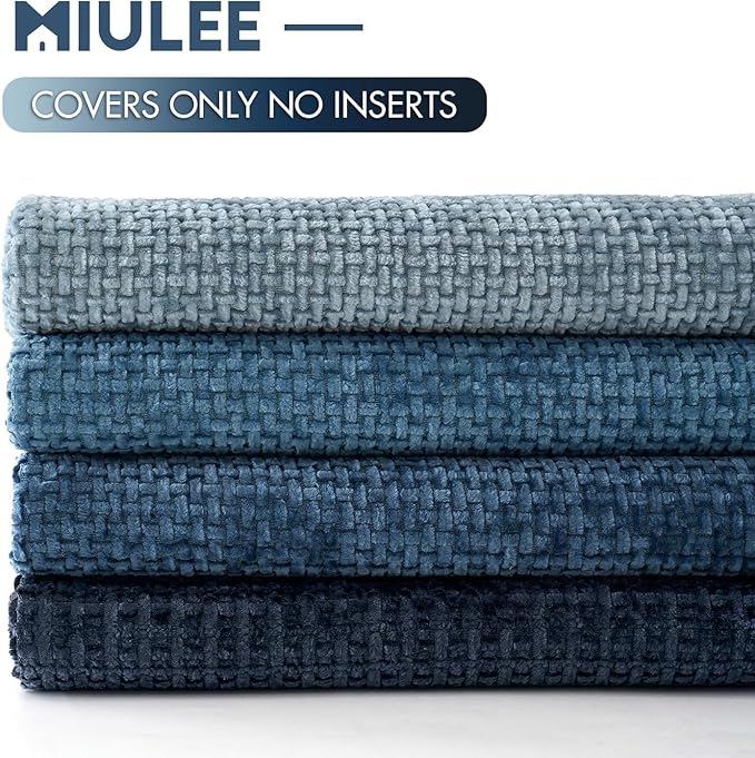 MIULEE Pack of 4 Couch Throw Pillow Covers 26x26 Inch Neutral Blue Soft Decorative Chenille Pillow Covers Farmhouse Accent Cushion Covers for Boho Western Spring Home Decor Sofa Bedroom Living Room