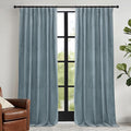 RYB HOME Stone Blue Velvet Curtains 84 inches with Hook Belt, Soft Fabric Room Darkening Thermal Insulated Luxurious Home Decor Curtains for Living Room Bedroom, W 42" x L 84", 2 Panels Set