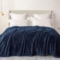 Exclusivo Mezcla Plush Fuzzy Fleece Bed Blanket King Size, Super Soft, Fluffy and Warm Blankets for Couch, Bed, All Season (Navy Blue, 90x104 inches)