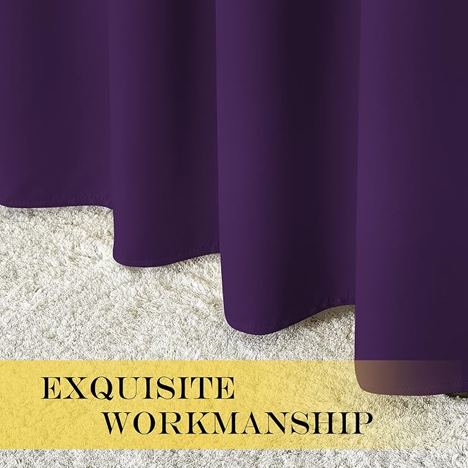 NICETOWN Blackout Curtains for Bedroom, Grommet Top Room Darkening Thermal Insulated Solid Window Treatments for Bedroom/Kids Room, Royal Purple, 2 Panels, W46 x L63