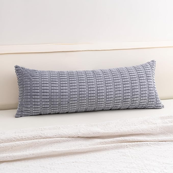 Corduroy Decorative Throw Pillow Covers 14x36 Inch Soft Striped Pillow Covers Modern Farmhouse Home Decor for Sofa Living Room Couch Bed（Light Grey）