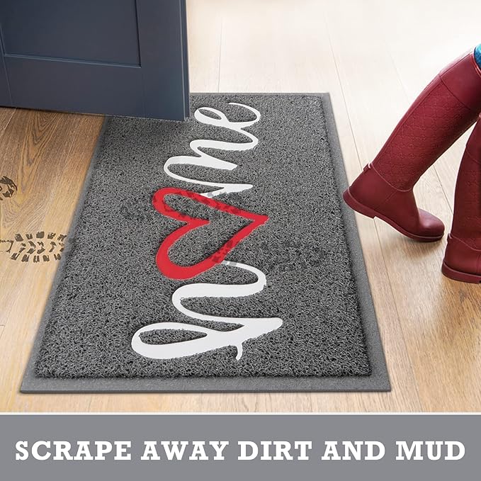 CozyBounty Black Door Mat Welcome Mats Home Non-Slip Doormat for Entryway Low-Profile Floor Mat for Yard, Garage, High Traffic Areas (32"x20", Grey)