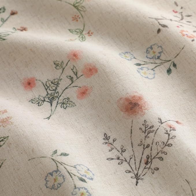 Farmhouse Floral Curtains 96 Inches Long 100% Blackout Living Room Drapes, Linen Blend Bohemian Window Curtain Panels with Tassel Bedroom 2 Panels Thermal Insulated Room Darkening