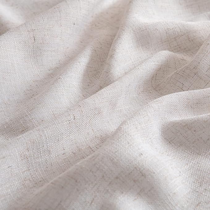 MIULEE Natural White Linen Curtains 104 Inch Length 2 Panels for Bedroom Living Room, Soft Thick Linen Textured Window Drapes Semi Sheer Light Filtering Back Tab Rod Pocket Burlap Look Decor