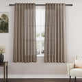 Nanspring Dark Taupe Linen Curtains 63 Inches Length 2 Panels Set for Living Room Back Tab Pocket Light Filtering Semi Sheer Drapes Neutral Farmhouse Cotton Linen Textured Window Curtain 52X63 Inch