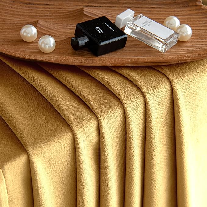 MIULEE Velvet Curtains Golden Elegant Grommet Thermal Insulated Soundproof Room Darkening Curtains/Drapes for Classical Living Room Bedroom Decor 52 x 96 Inch Set of 2