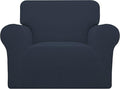 Easy-Going Stretch Chair Sofa Slipcover 1-Piece Couch Sofa Cover Furniture Protector Soft with Elastic Bottom for Kids, Pet. Spandex Jacquard Fabric Small Checks (Chair, Dark Blue)