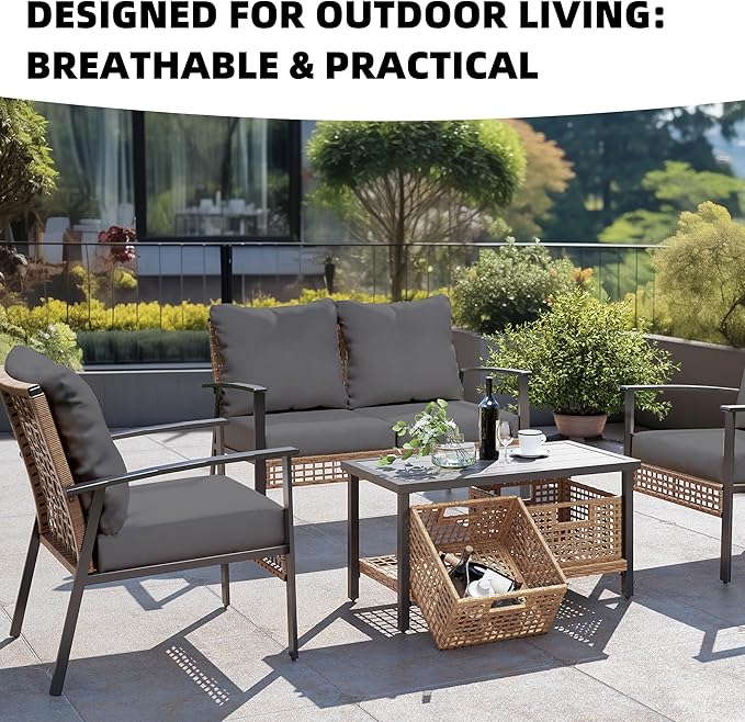 8Pcs Outdoor Cushion Covers, Patio Cushion Covers,Stretch Elastic Slipcovers, Replacement Washable & Reusable Furniture Protector for Patio Couch (Grey,Cover Only)