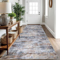 IOHOUZE Abstract Runner Rug 3x10 Ft Washable Runners for Hallways, Non Slip Kitchen Runner Printed Faux Wool Entryway Runner Indoor, Modern Abstract Floor Carpet for Hall Bedroom, Orange Grey