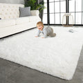 TWINNIS Super Soft Shaggy Rugs Fluffy Carpets 9x12 Feet, Indoor Modern Plush Area Rugs for Living Room Bedroom Kids Room Nursery Home Decor Fuzzy Rug, Cream White