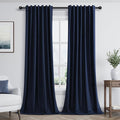 Guken Navy Blue 100% Blackout Curtains 120 Inch Length 2 Panels Set for Living Room Bedroom Back Tab Thermal Insulated Black Out Linen Drapes Room Darkening Window Curtains 120 Inches Long