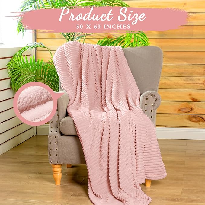 Buryeah 6 Pcs Flannel Throw Blanket Bulk 50 x 60 in Sleepover Blanket Outdoor Wedding Throw Lightweight, Oeko-tex Standard 100 Certified for Sofa Homeless Gifts (Vintage Pink)