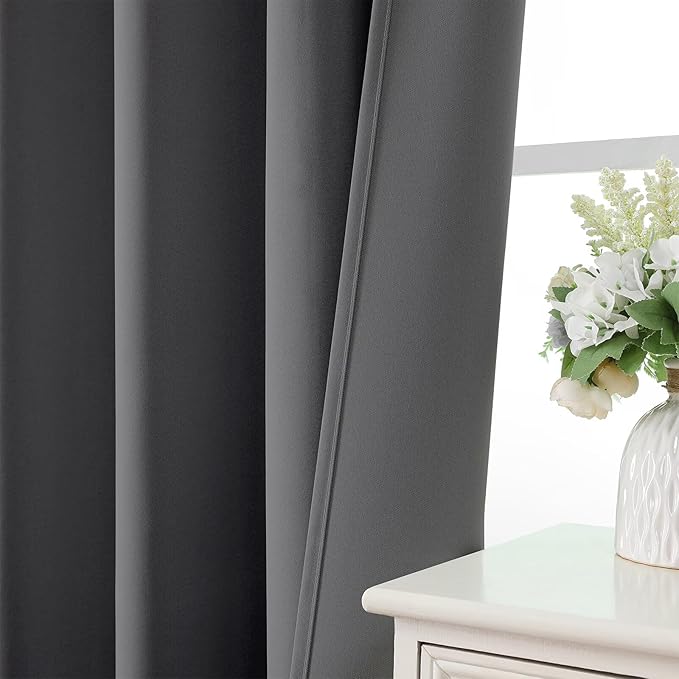 CUCRAF Light Grey Blackout Curtains 54 inch Length 2 Panels Set, Rod Pocket Room Darkening Drapes for Bedroom Living Room, Insulated Thermal Light Blocking Window Curtain (W52 x L54 Inch)