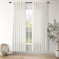 Nanspring Ivory White Curtains 80 Inches Length for Living Room Back Tab Rod Pocket Semi Sheer Linen Drapes Muted Neutral Boho Linen Window Curtain for Bedroom/Dining Room 52X80 Inches