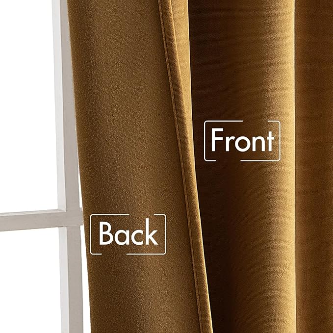 MIULEE Velvet Curtains 66 Inch Wide - Extra Wide Luxury Room Darkening Curtains for Sliding Door Bedroom Living Room Thermal Insulated Soft Window Drapes Back Tab, Gold, W 66 x L 84 inch 2 Panels