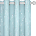 Deconovo Blackout Curtains, Thermal Insulated Soundproof Grommet Drapes, Wave Dot Foil Print, 52 x 63 Inch, Set of 2, Machine Washable Window Panel for Bedroom Living Room Nursery Kitchen, Light Blue