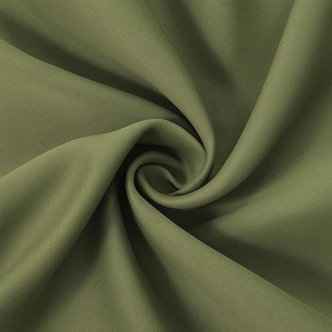 LEMOMO Olive Green Blackout Curtains/52 x 84 Inch Long/Set of 2 Curtain Panels/Thermal Insulated Room Darkening Curtains for Bedroom