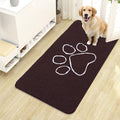 OLANLY Dog Door Mat for Muddy Paws 44x24, Paw Print Design, Absorbs Moisture and Dirt, Absorbent Non-Slip Washable Doormat, Quick Dry Chenille Mud Mat for Dogs, Entry Indoor Entryway Carpet, Brown