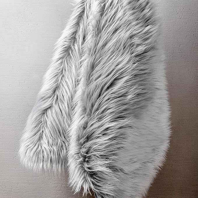 Ashler faux fur rug, Fluffy Shaggy Area Rug Ultra Soft 2 x 2.9 Feet Rectangle Fur Rug Frosted Bottom Gray Fuzzy Rug Machine Washable Shag Rug, Nursery Decor Throw Rugs for Bedroom, Living Room