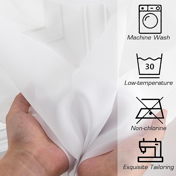 OWENIE Sheer Curtains 84 Inches Long 2 Panels Set, Sheer White Curtains for Living Room Bedroom 59 Inch Extra Wide, Modern Voile Filmy Rod Pocket Drapes, 2 Pcs, Each 59 W x 84L, White