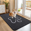 OLANLY Dog Door Mat for Muddy Paws 45x27, Paw Print Design, Absorbs Moisture and Dirt, Absorbent Non-Slip Washable Doormat, Quick Dry Chenille Mud Mat for Dogs, Entry Indoor Entryway Carpet, Dark Grey