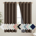NICETOWN Coffee Vintage Linen 100% Blackout Curtains for Living Room, Thermal Insulated Curtains 63" Long, Noise Reducing Window Treatment Drapes for Hall Room, 52" Wide Per Panel, Set of 2
