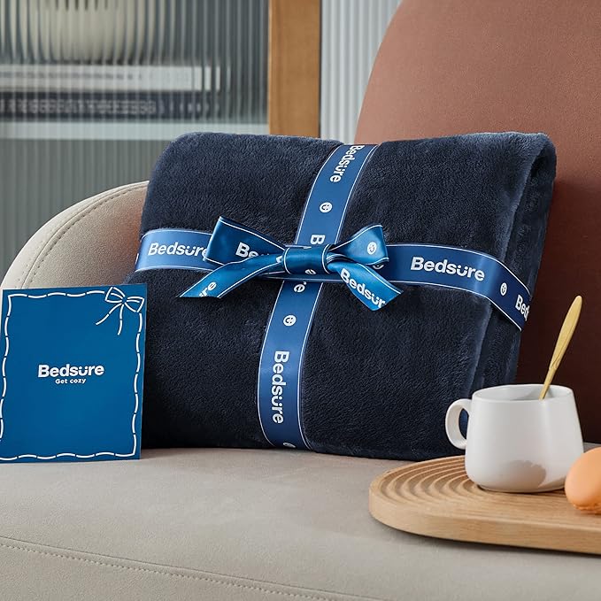 Bedsure GentleSoft Fleece Bed Blankets Large Size Navy - Soft Lightweight Fuzzy Cozy Luxury Oversized King Blanket Microfiber, Room Home Decor Gifts for Women and Men, 120x120 inches