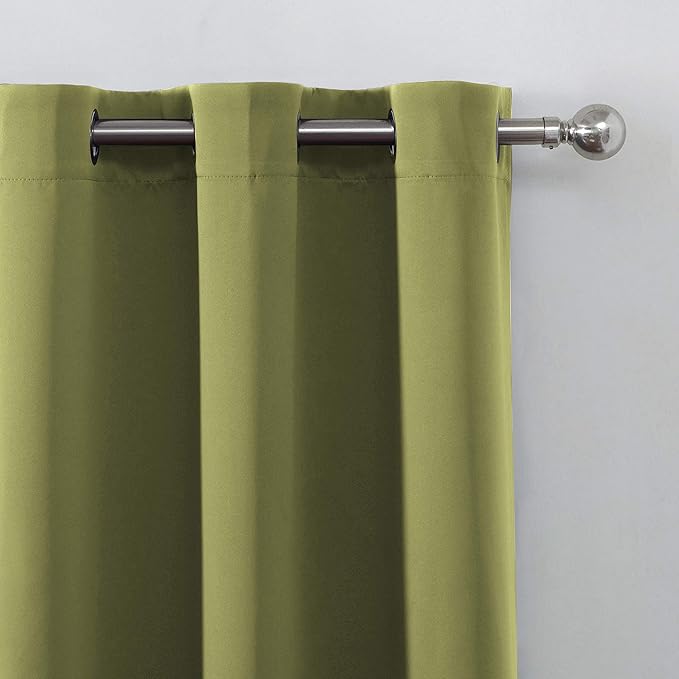 LEMOMO Blackout Curtains 66 x 84 inch/Olive Green Curtains Set of 2 Panels/Thermal Insulated Room Darkening Bedroom Curtains