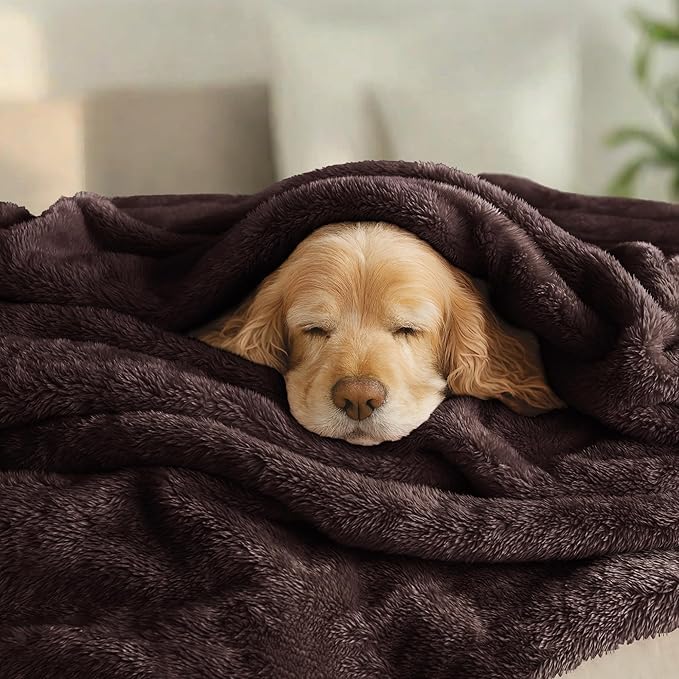 Exclusivo Mezcla Plush Fuzzy Fleece Bed Blanket Twin Size, Super Soft, Fluffy and Warm Blankets for Couch, Bed, All Season (Coffee, 90x66 Inches)