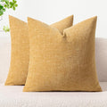 MIULEE Spring Home Decor Pack of 2 Couch Throw Pillow Covers 16x16 Inch Soft Beige Yellow Chenille Pillow Covers for Sofa Living Room Spring Home Decor Couch Solid Dyed Cases