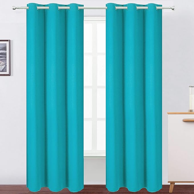 LEMOMO Teal Blackout Curtains/42 x 84 Inch/Set of 2 Panels Thermal Room Darkening Living Room Curtains
