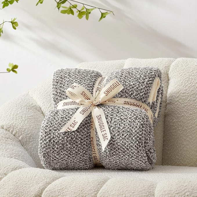 Snuggle Sac Ultra Soft Grey Bedding Blanket Twin XL, Warm Fluffy Microfiber Blankets for Bed, Living Room, Oversized Bed Blanket, Heather Dark Grey, 66x90 inches