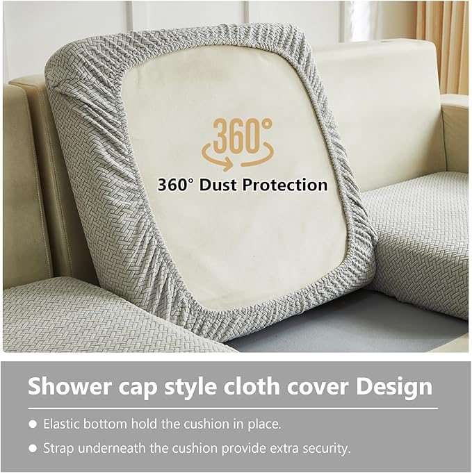 Couch Cushion Covers for Sofa Couch Covers Wear-Resistant Universal Sofa Cover Washable Stretch for Sectional Slipcovers (Texture-Light Gray,Back Cover L)