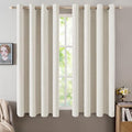 MIULEE Linen Texture Curtains for Bedroom Solid 100% Blackout Thermal Insulated Linen Beige Curtains Grommet Room Darkening Drapes for Living Room Nursery 52x54 Inch (2 Panels)
